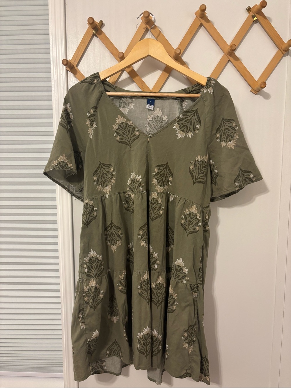 Olive Floral V-Neck Babydoll Dress Old Navy